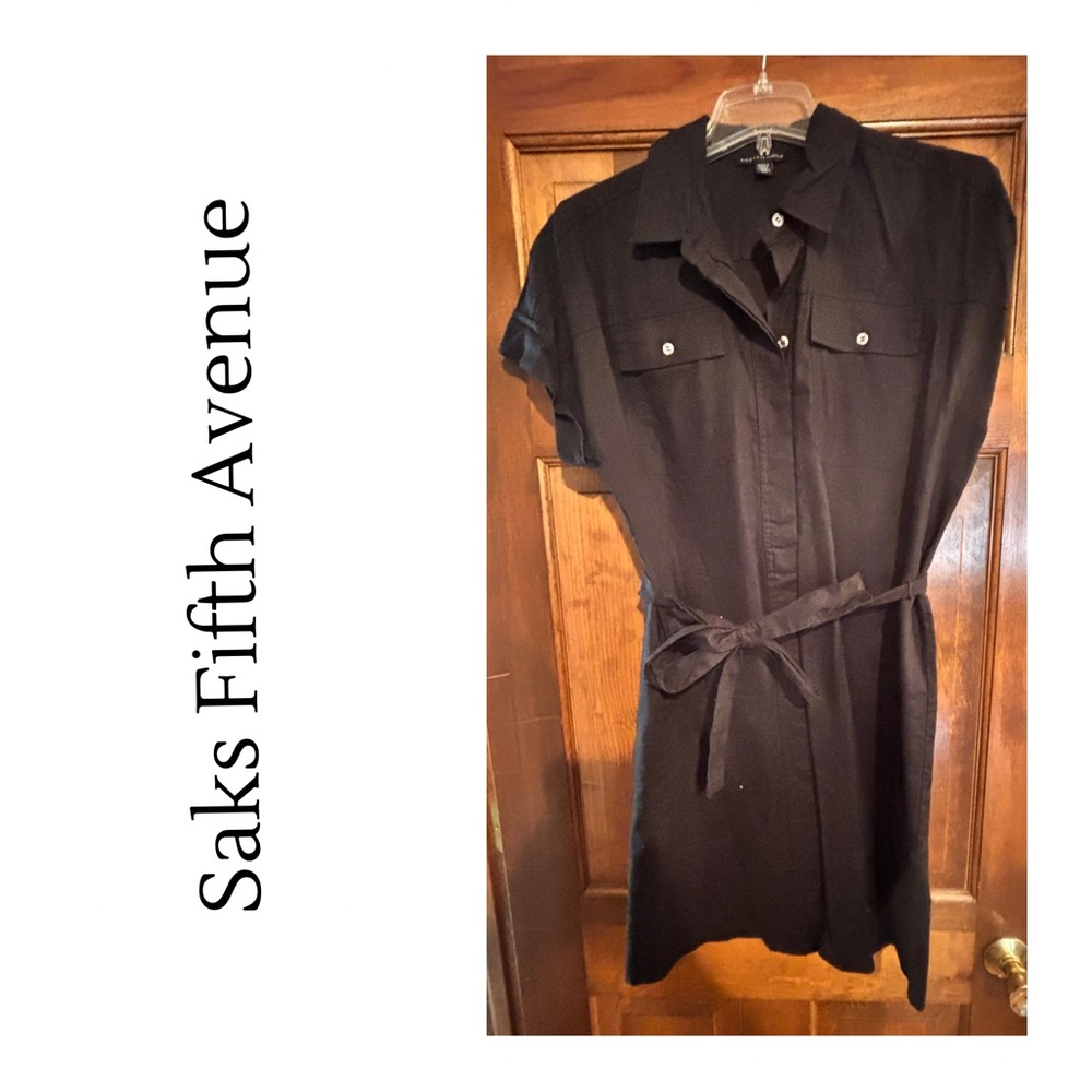 NWOT Saks Fifth Avenue Black Collared Women's Dress